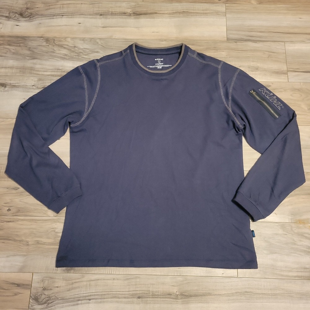Kuhl Kommando Crew Organic Wildfibre Shirt Mens Large Blue Pullover